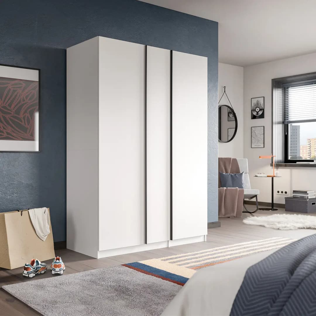 xonox home Drehtürenschrank 130cm Weiß/Weiß | Weiß