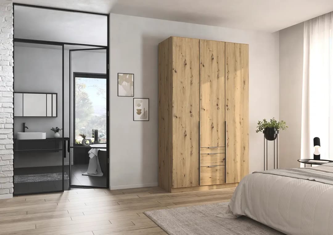rauch Orange Drehtürenschrank Alabama mit Schubladen | Holztöne