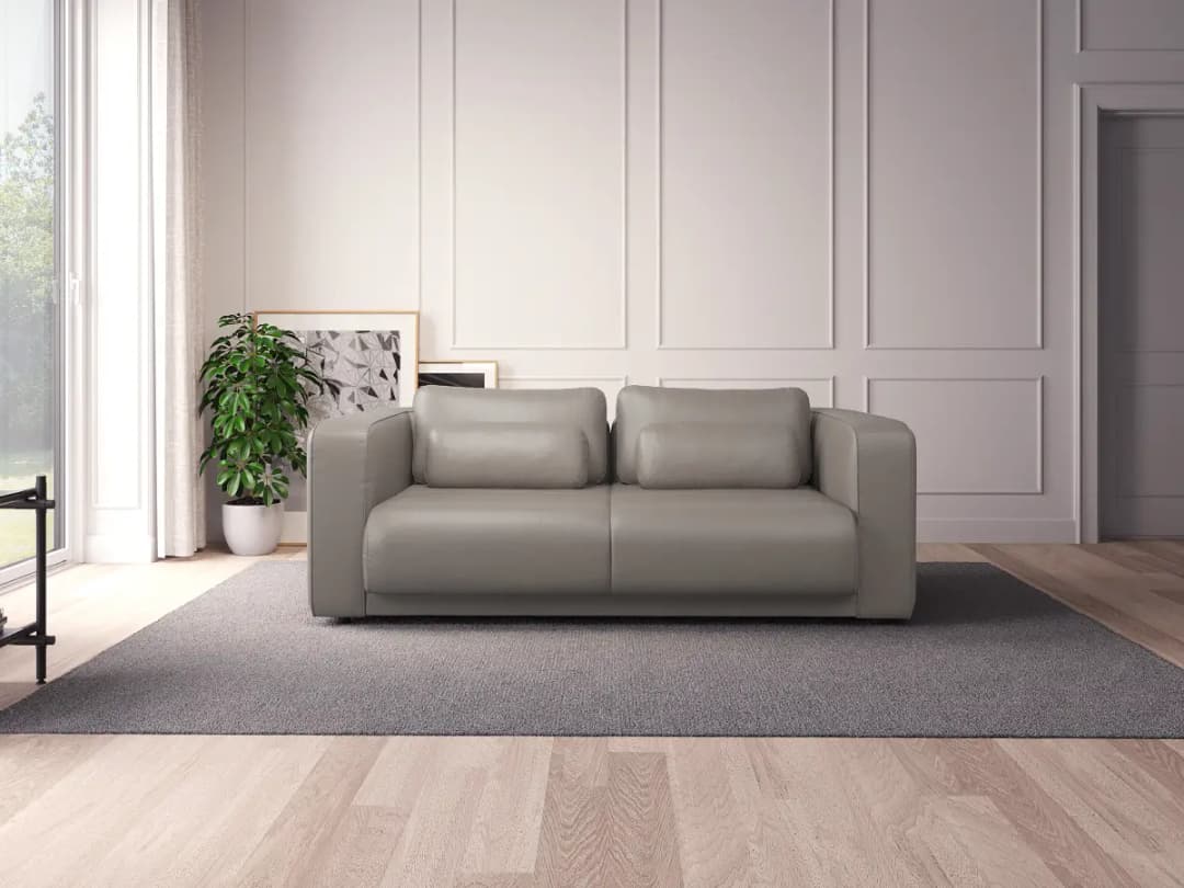 2,5-Sitzer Sofa Grau Echtleder Omara | Grau