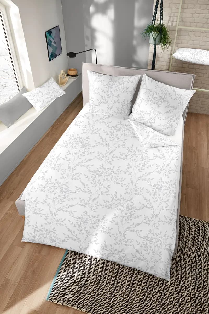 Edelbiber-Bettwäsche Mabsi 155 x 220 cm + Kissen 80 x 80 cm Beige
