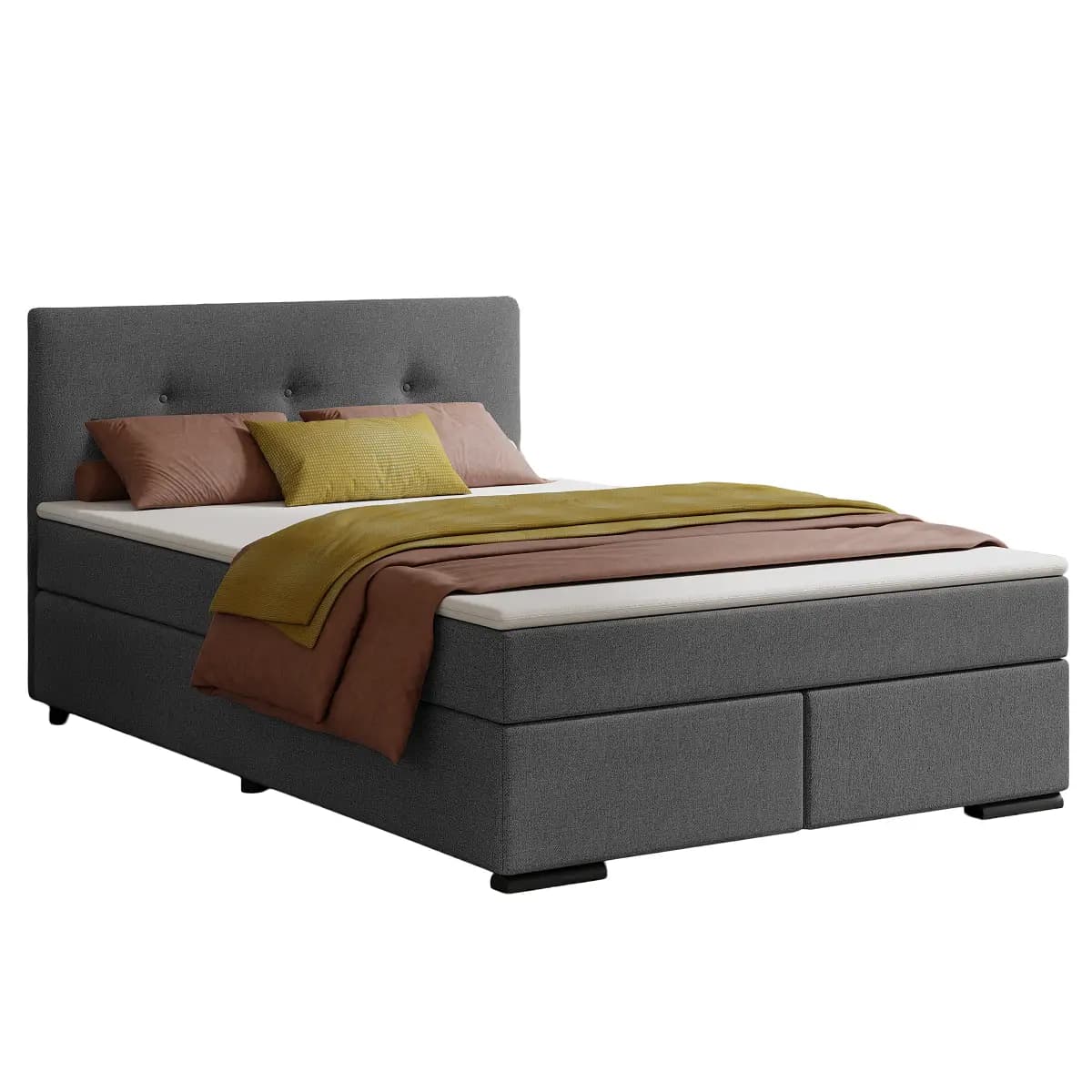 Boxspring-/Familienbett Rheem Typ A 120 x 220cm Webstoff Mavie Schwarz