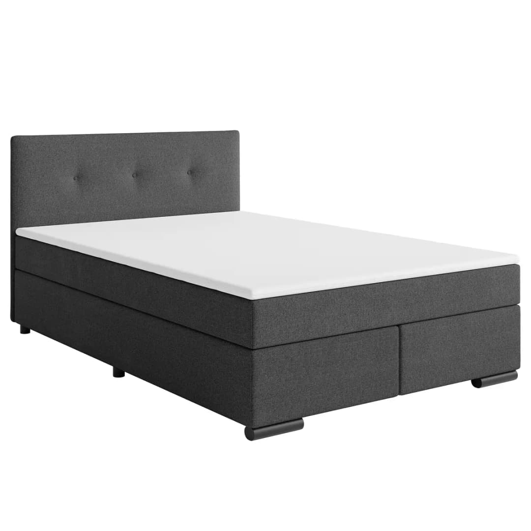 Boxspring-/Familienbett Rheem Typ A 120 x 220cm Webstoff Mavie Schwarz