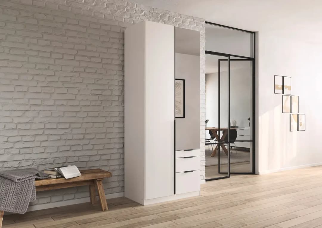 rauch Orange Drehtürenschrank Alabama mit Schubladen und Spiegeltür