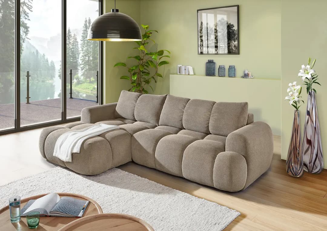 Fredriks Ecksofa mit Schlaffunktion Grau Strukturstoff Goneta | Grau