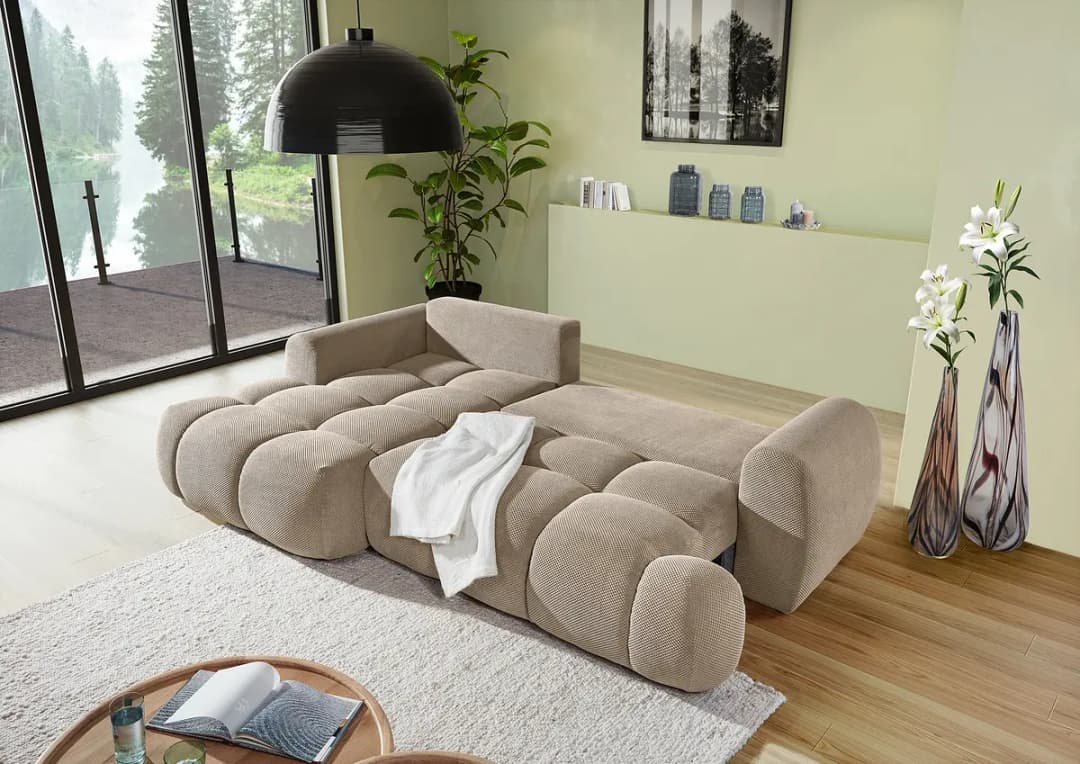 Fredriks Ecksofa mit Schlaffunktion Grau Strukturstoff Goneta | Grau