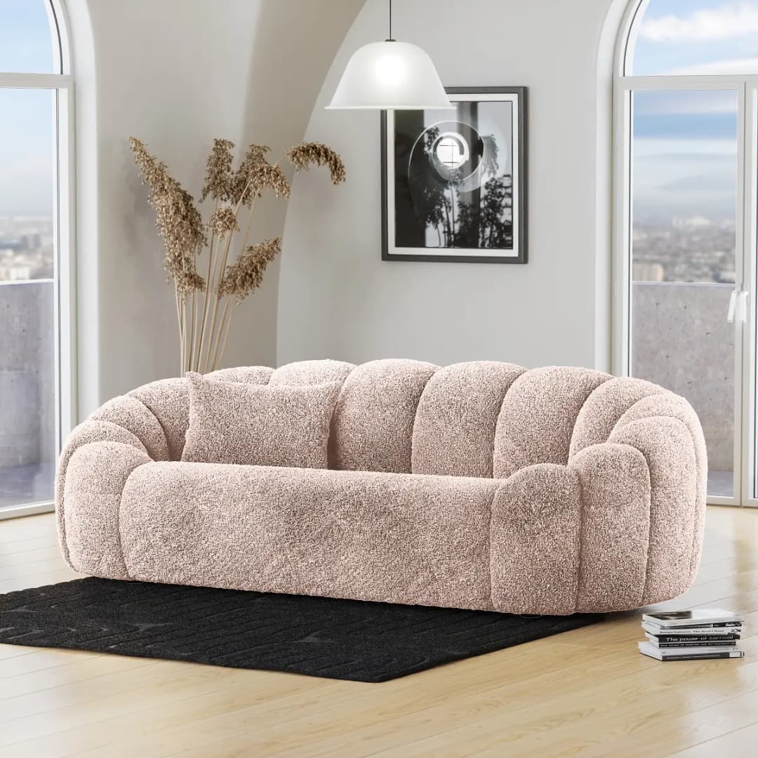 Fredriks Big-Sofa Pink Chenille Garnet | Rosa
