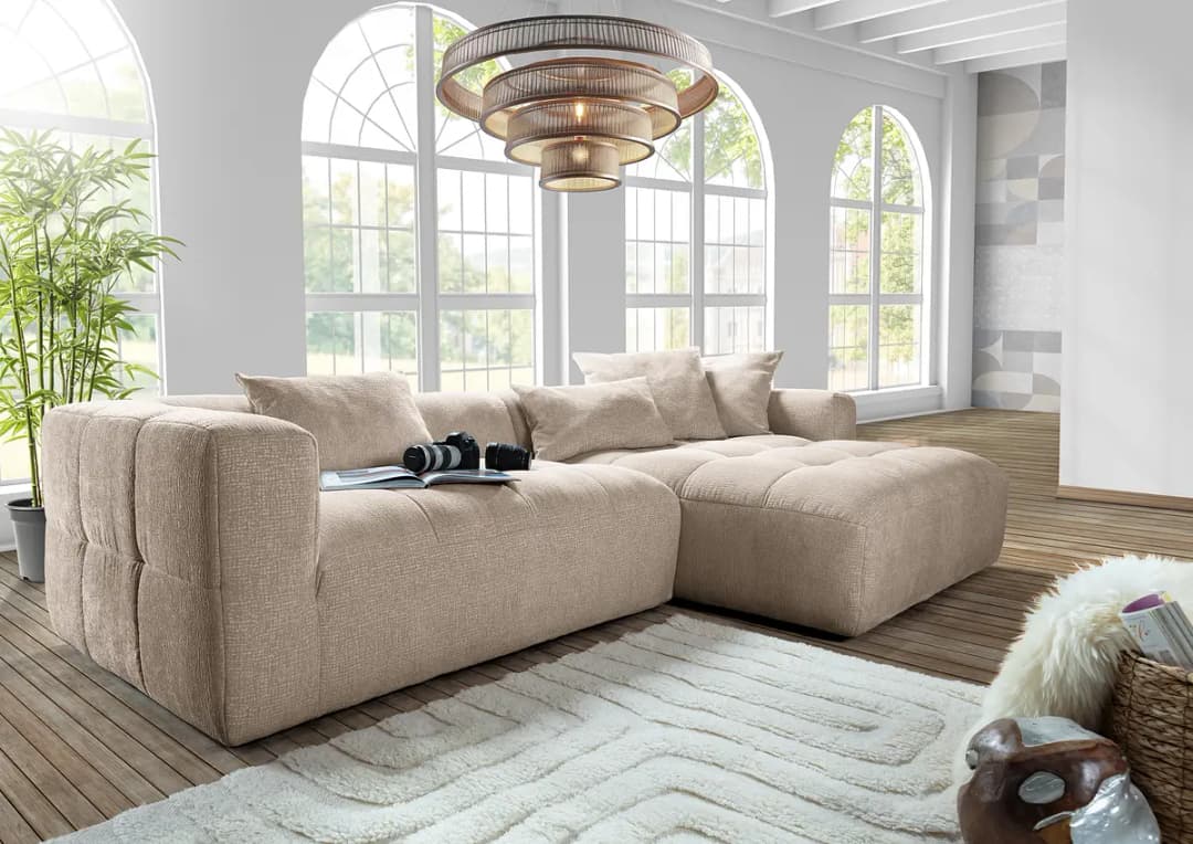 Ecksofa mit Longchair Bianda | Silber