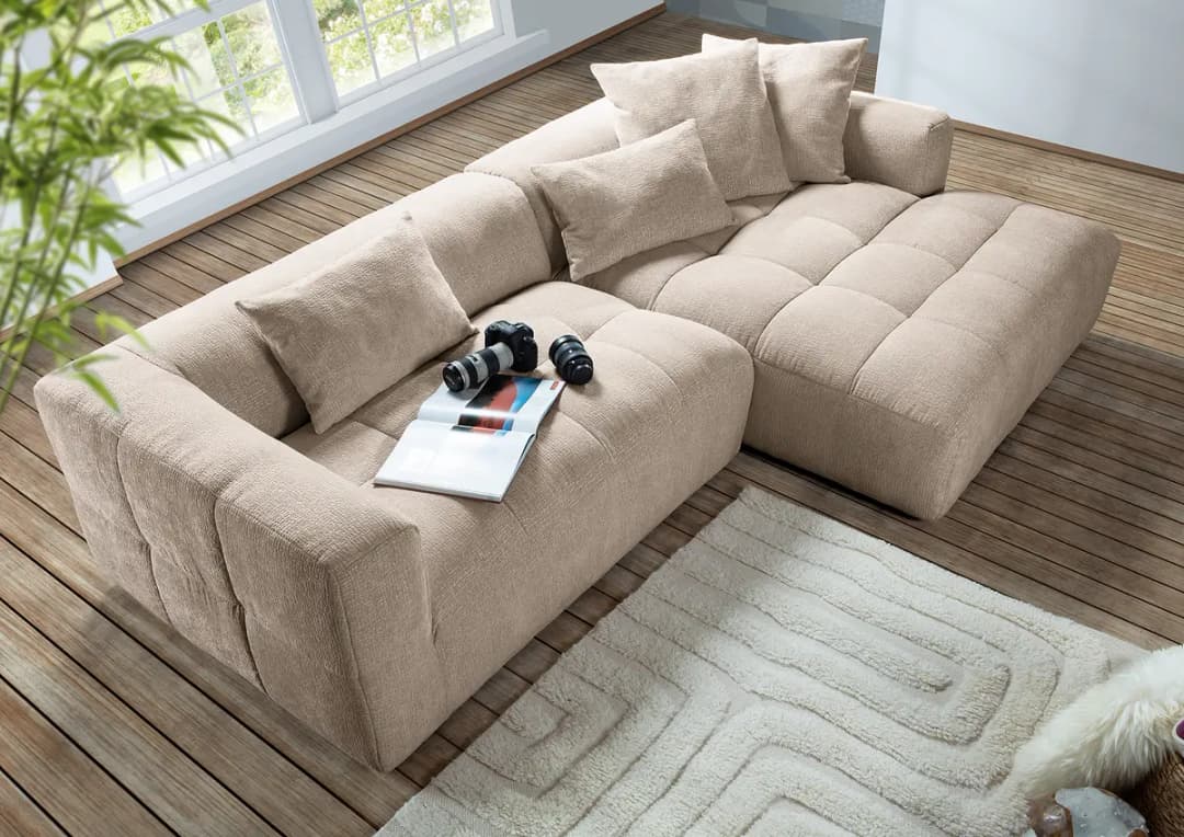 Ecksofa mit Longchair Bianda | Silber