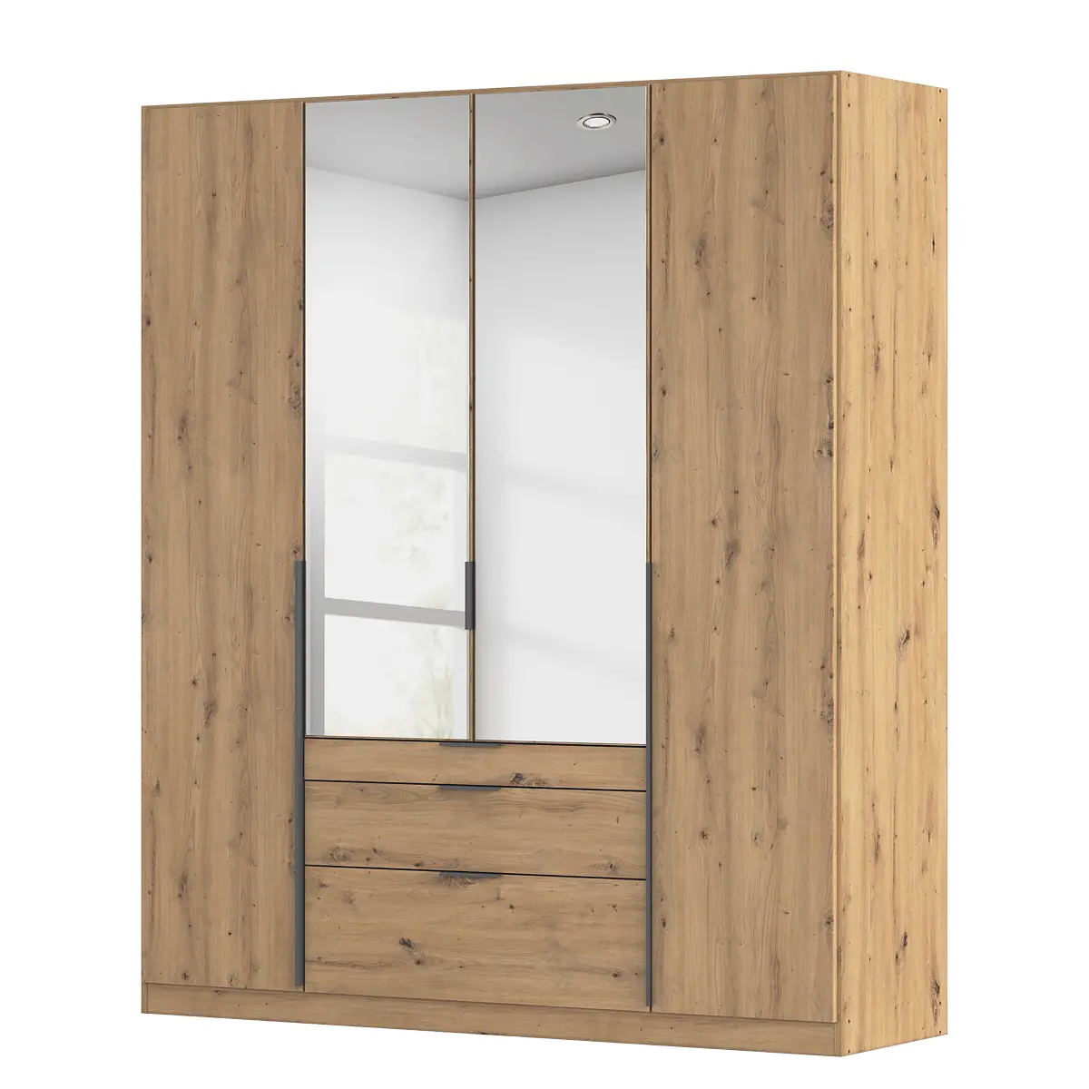 Drehtürenschrank Alabama mit Schubladen 181 x 210cm Braun/Eiche