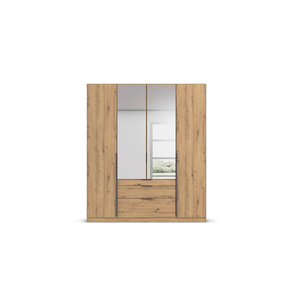Drehtürenschrank Alabama mit Schubladen 181 x 210cm Braun/Eiche