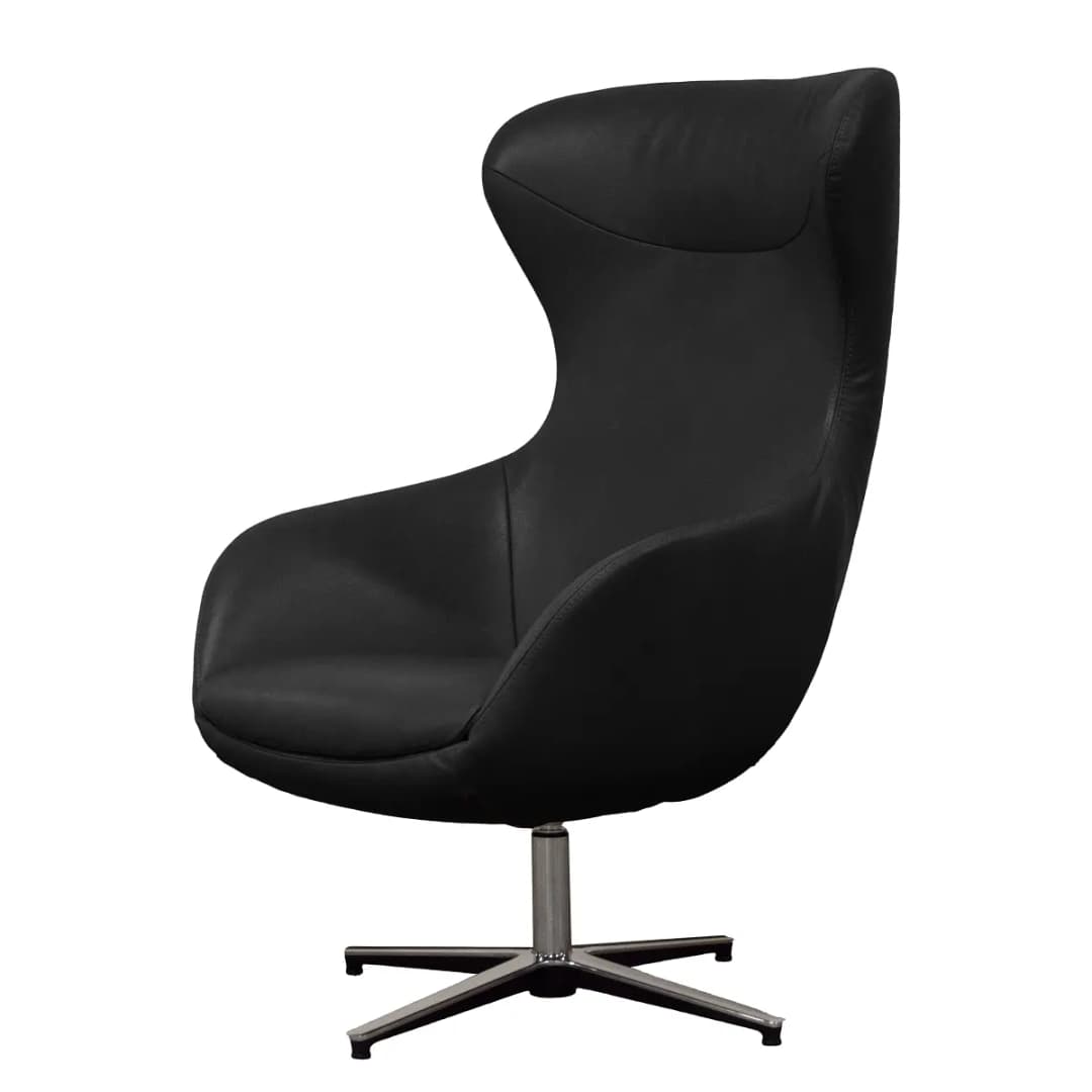 Sessel Schwarz Echtleder Bulle | Schwarz
