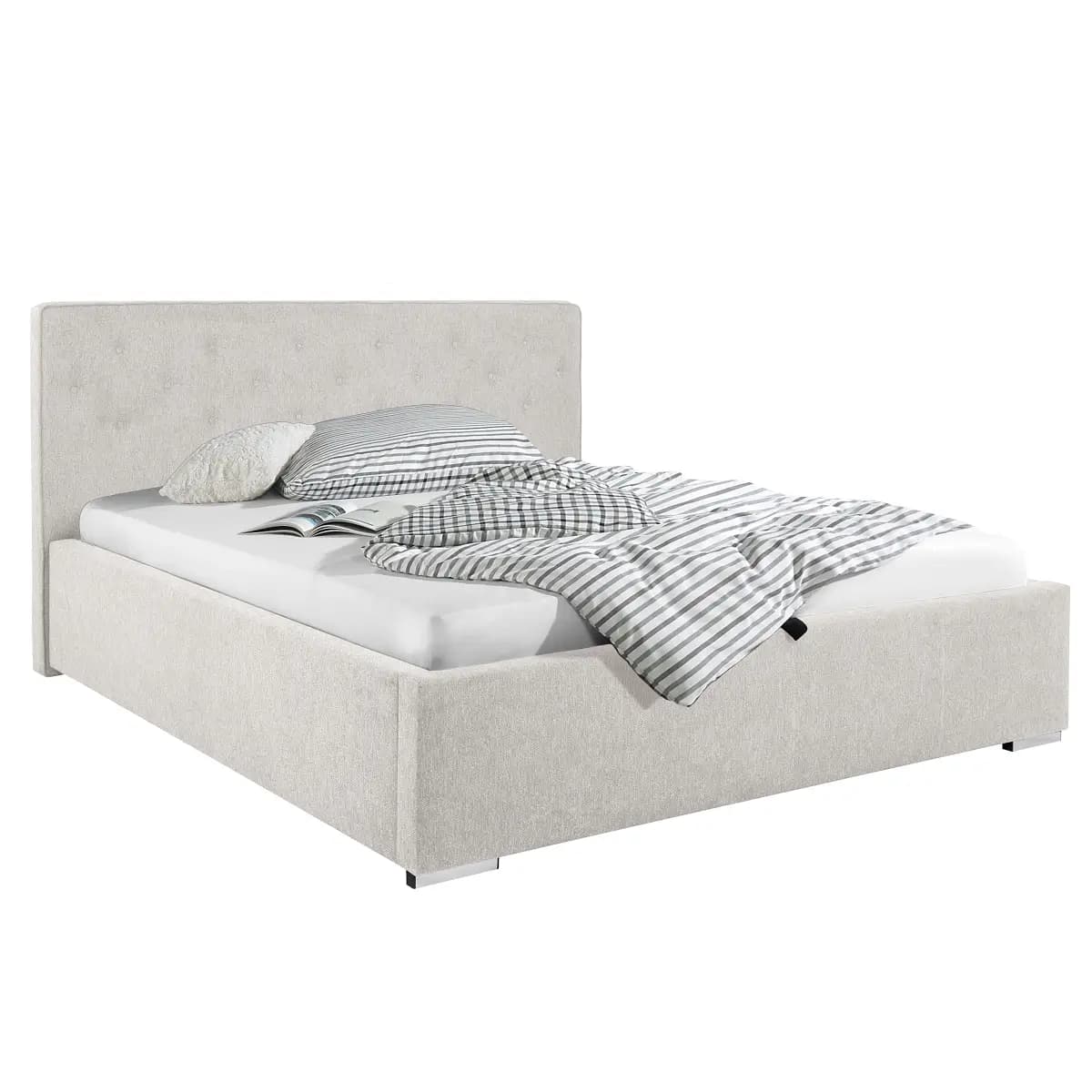 Norrwood Polsterbett Skags 180 x 200cm Webstoff Genia Lichtgrau mit