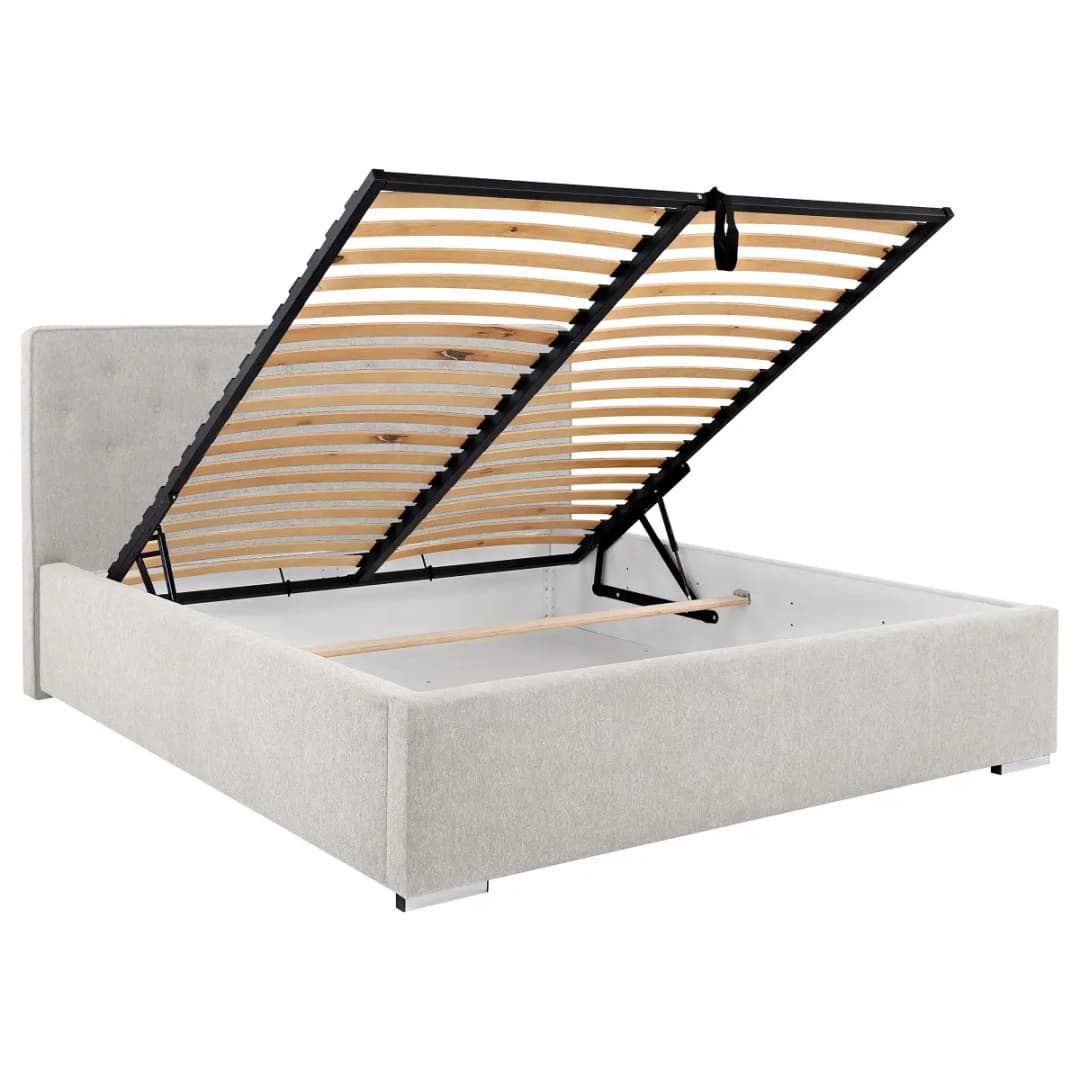Norrwood Polsterbett Skags 180 x 200cm Webstoff Genia Lichtgrau mit