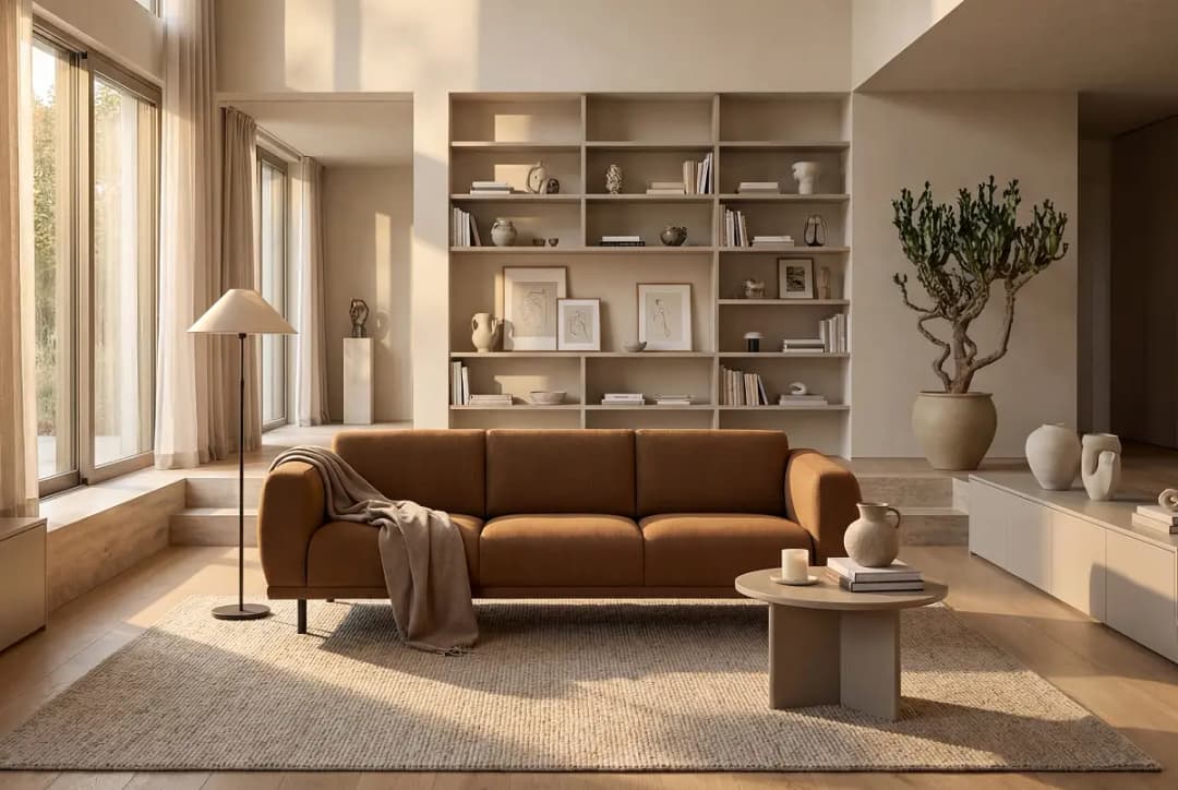 3-Sitzer Sofa Braun Webstoff Palmira | Braun