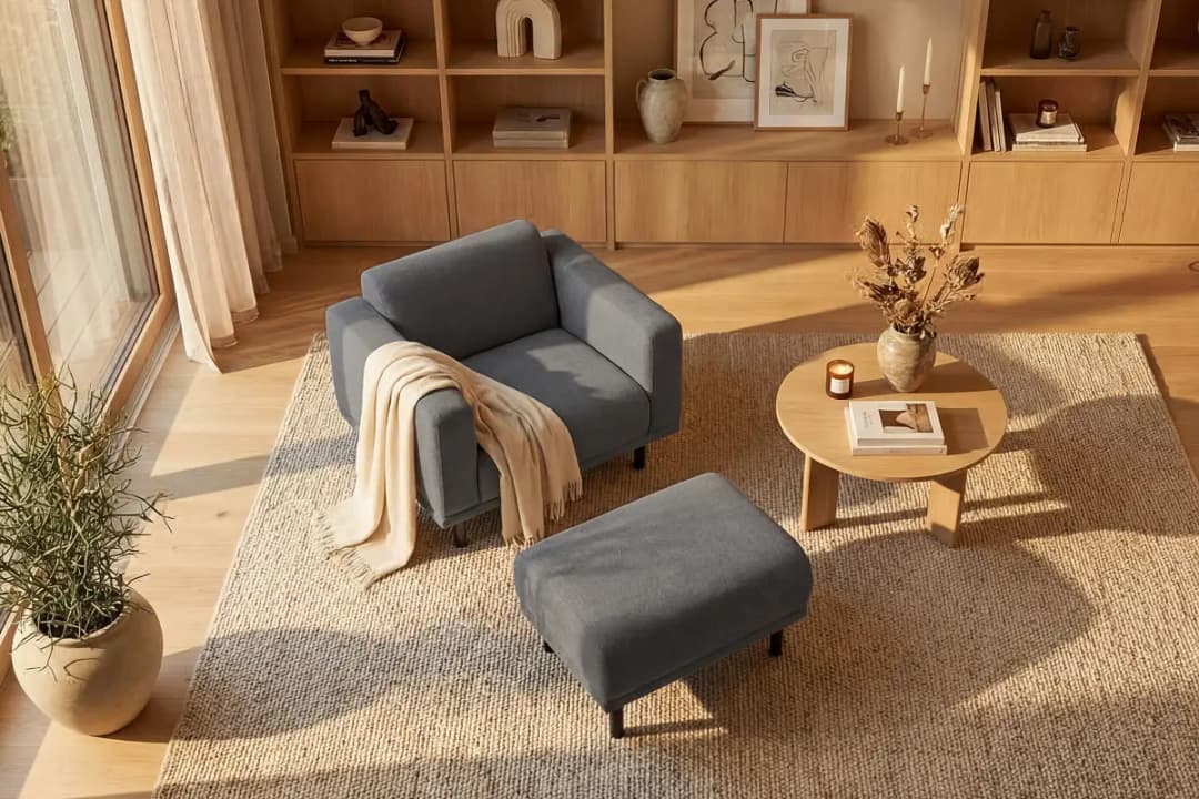 Polsterhocker Grau Webstoff Palmira | Grau