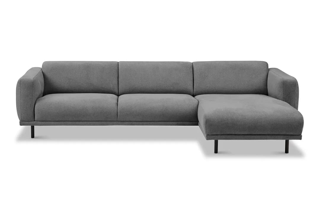 Studio Copenhagen Ecksofa mit Longchair Grau Webstoff Palmira | Grau