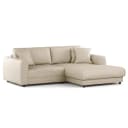 Ecksofa mit Longchair Beige Webstoff Fadia 238cm | Beige