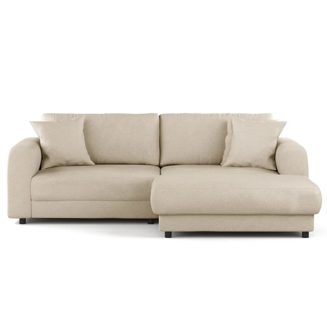 Ecksofa mit Longchair Beige Webstoff Fadia 238cm | Beige