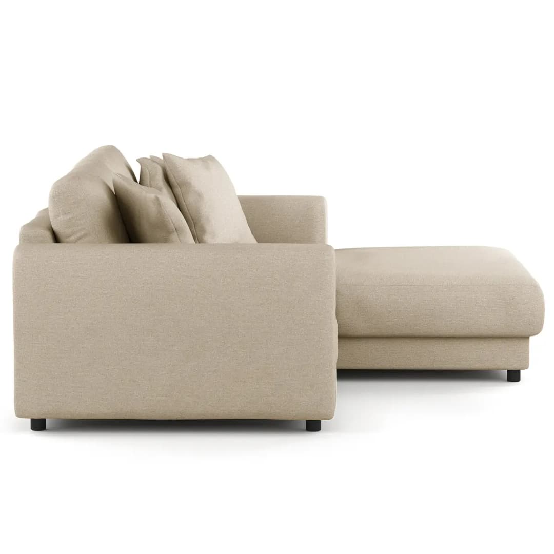 Ecksofa mit Longchair Beige Webstoff Fadia 238cm | Beige