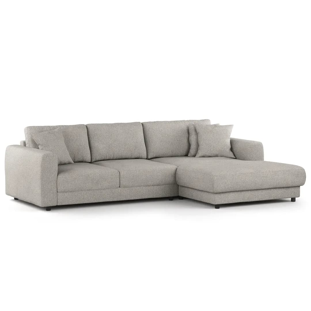 Ecksofa mit Longchair Grau Bouclé Stoff Coletta | Grau