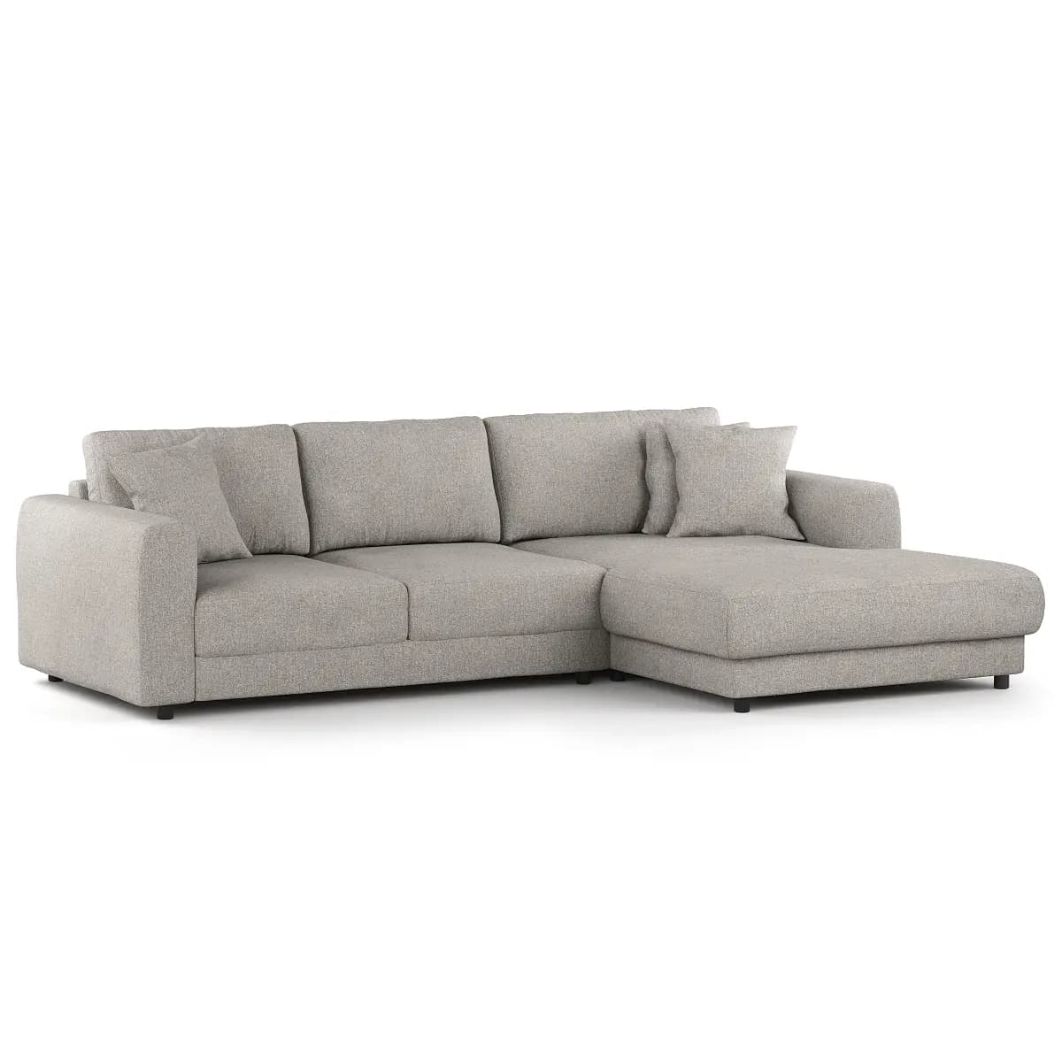 Ecksofa mit Longchair Grau Bouclé Stoff Coletta | Grau