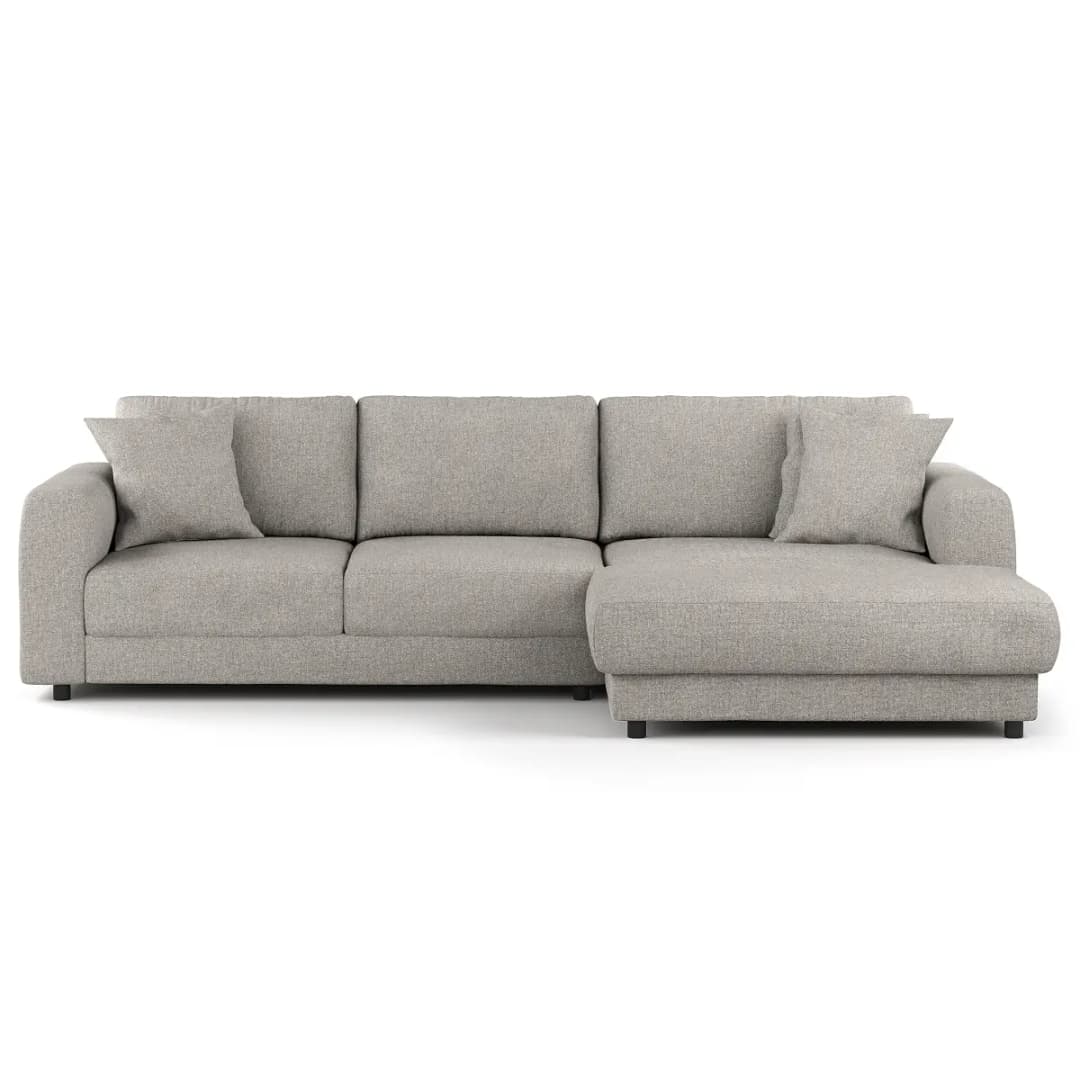 Ecksofa mit Longchair Grau Bouclé Stoff Coletta | Grau