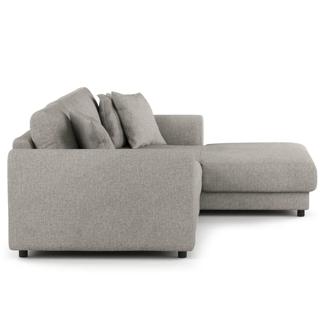 Ecksofa mit Longchair Grau Bouclé Stoff Coletta | Grau