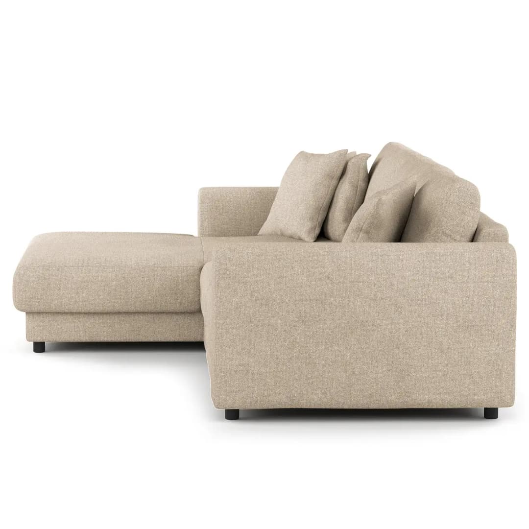 Ecksofa mit Longchair Beige Bouclé Stoff Coletta | Beige