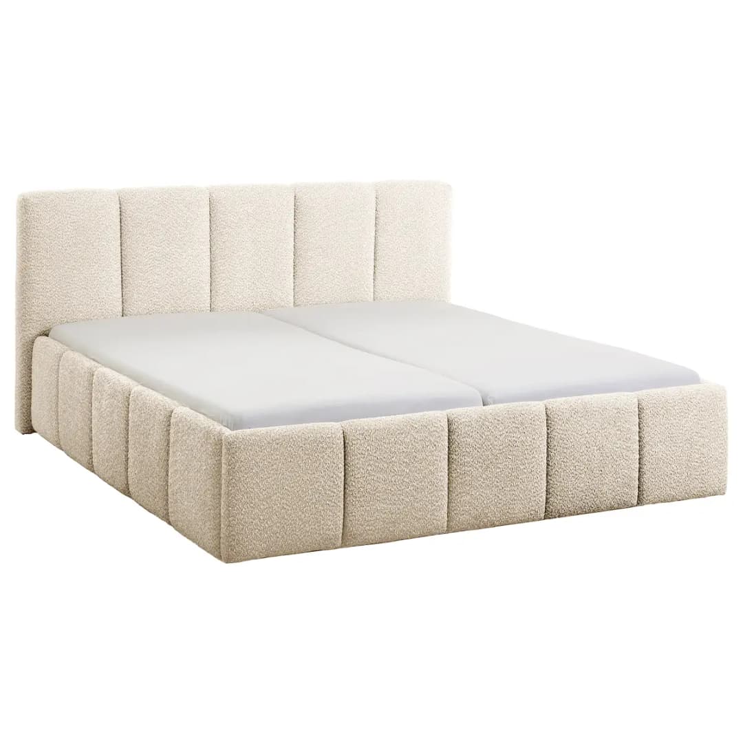 Polsterbett Vissle 180 x 200cm Strukturstoff Aranel Weiß/Beige