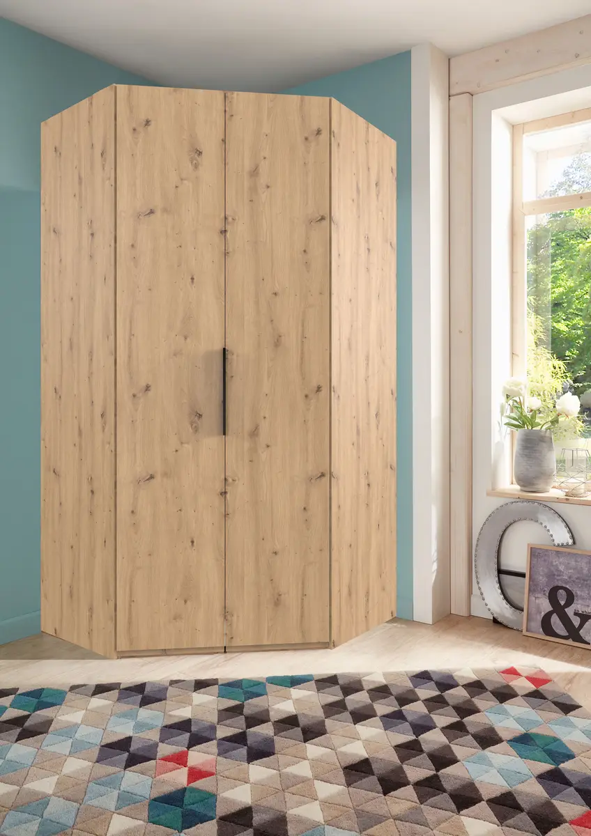 Beleuchteter Eckschrank Level36 | Holztöne