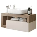 Hänge-Waschtisch Hamburg 92cm Beige/Kaschmir/Eiche Dunkel Dekor