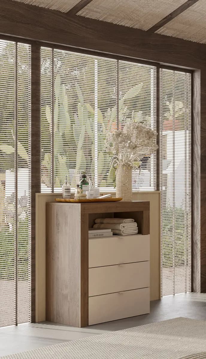 Unterschrank Hamburg mit Schubladen 64cm Beige/Kaschmir/Eiche