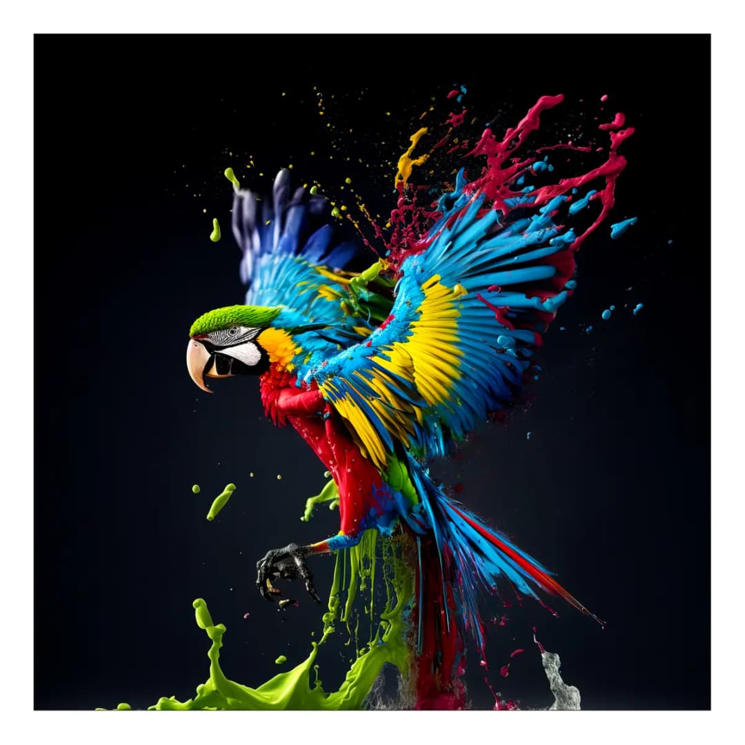 Glasbild Colorful Ara | Mehrfarbig