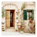 Glasbild Mediterranean House Typ B | Mehrfarbig