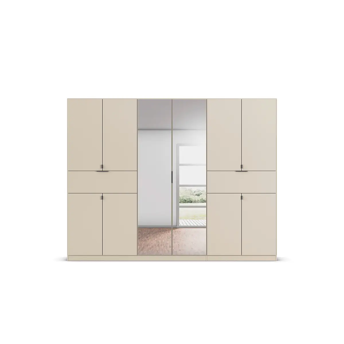 rauch Blue Drehtürenschrank Ticao mit Spiegel 271cm Beige/Champagner