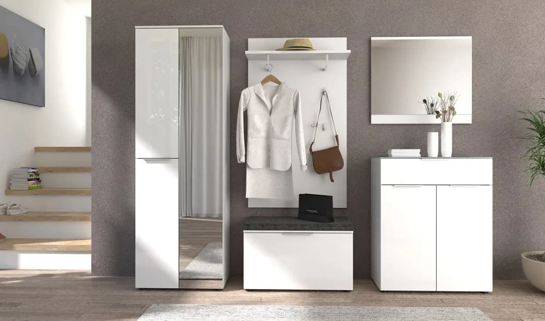 loftscape Garderobenbank Kibeni | Weiß