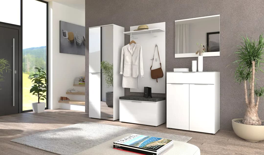 loftscape Garderobenbank Kibeni | Weiß
