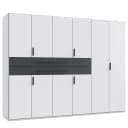 Drehtürenschrank Digit Typ B 270cm Schwarz/Weiß/Weiß/Graphit