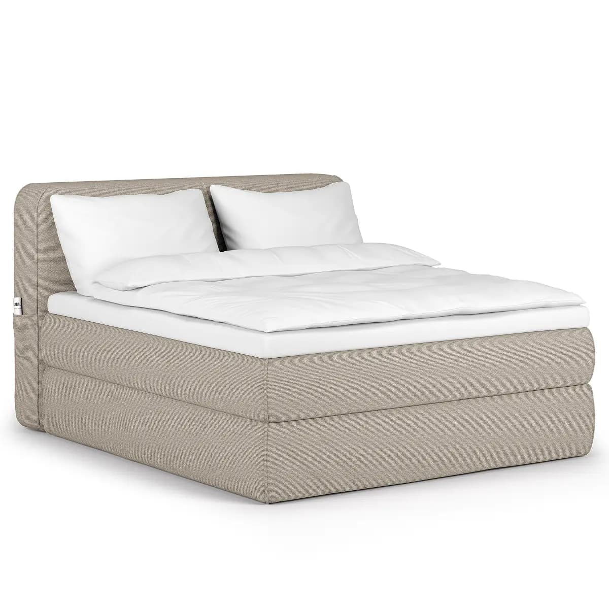 Premium Boxspringbett 200 x 200cm Bouclé Stoff Piana Beige H2