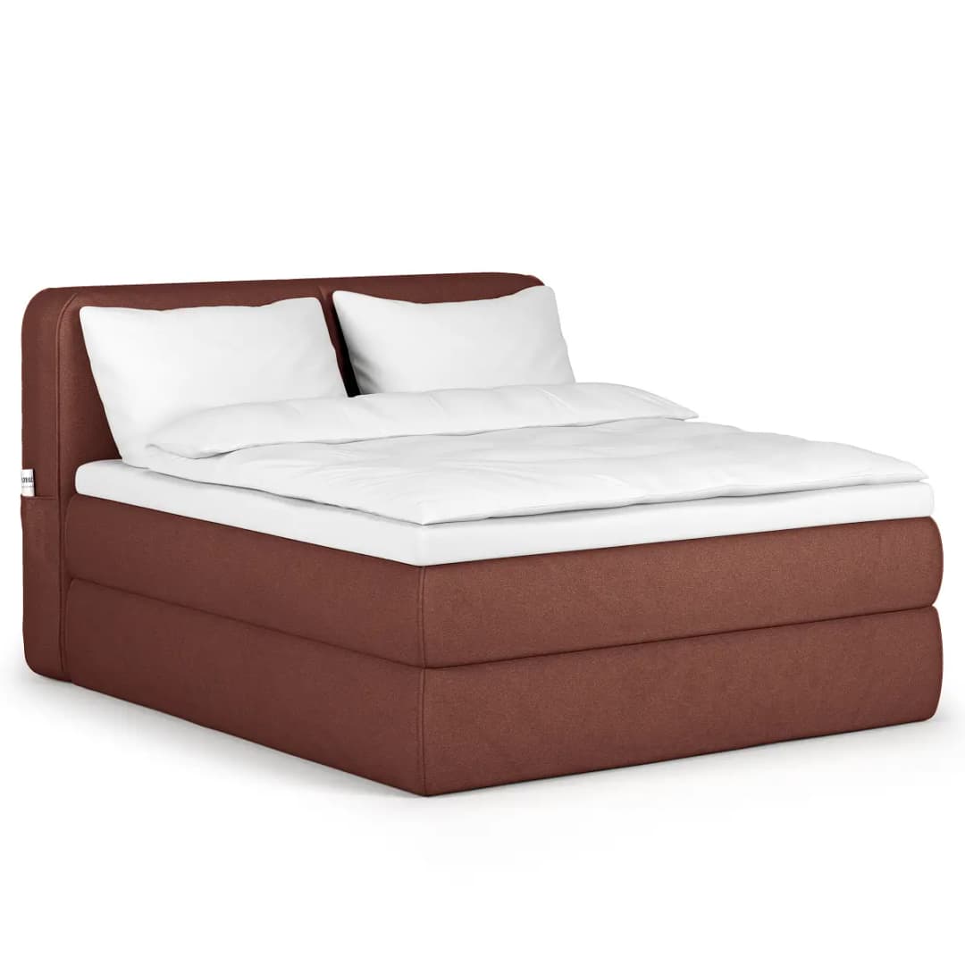 Premium Boxspringbett 180 x 200cm Webstoff Wiam Rot/Braun H2 /