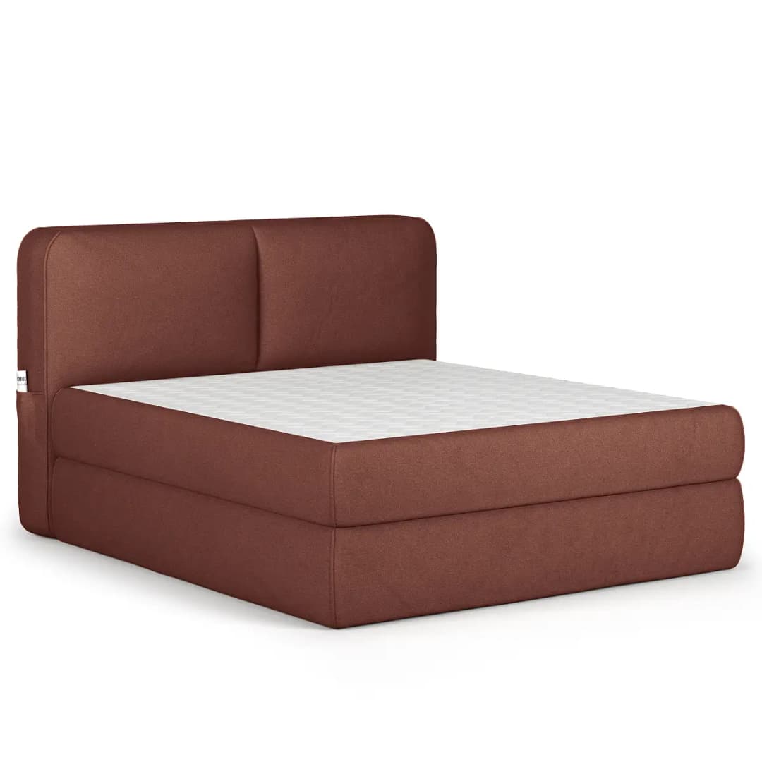 Premium Boxspringbett 180 x 200cm Webstoff Wiam Rot/Braun H2 /