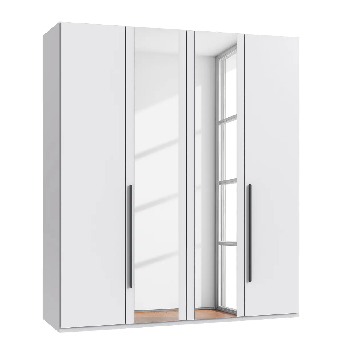Wimex Drehtürenschrank London mit Spiegel 180cm Weiß/Weiß Comfort