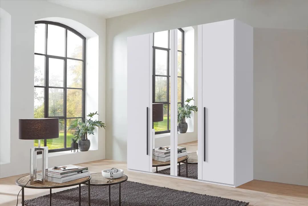 Wimex Drehtürenschrank London mit Spiegel 180cm Weiß/Weiß Comfort