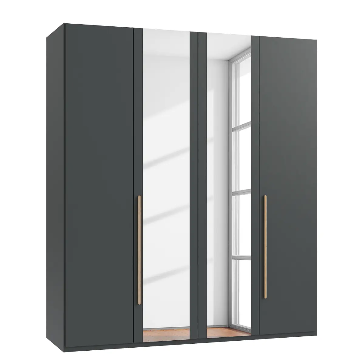 Wimex Drehtürenschrank London mit Spiegel 180cm Grau/Graphit Comfort