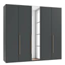 Drehtürenschrank London mit Spiegel 225cm Grau/Graphit Basic