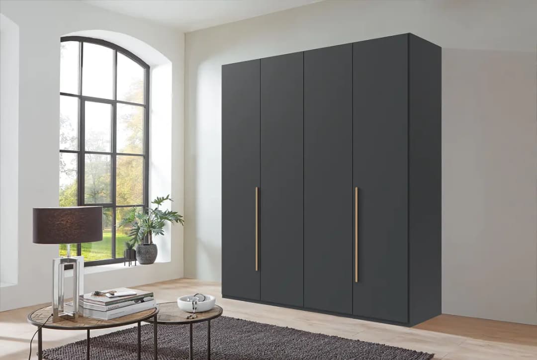 Drehtürenschrank London 180cm Grau/Graphit Basic Braun | Grau