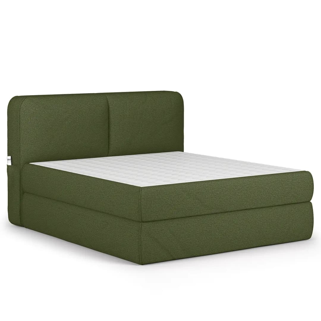 Premium Boxspringbett 180 x 200cm Bouclé Stoff Piana Grün H3 /