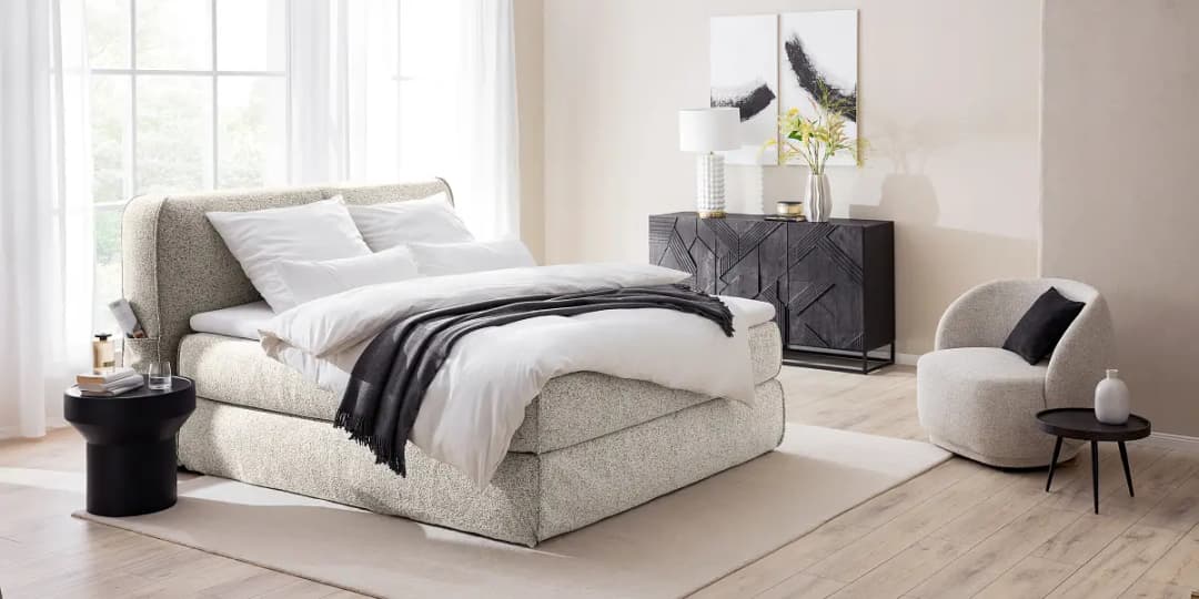 Premium Boxspringbett 160 x 200cm Strukturstoff Purna