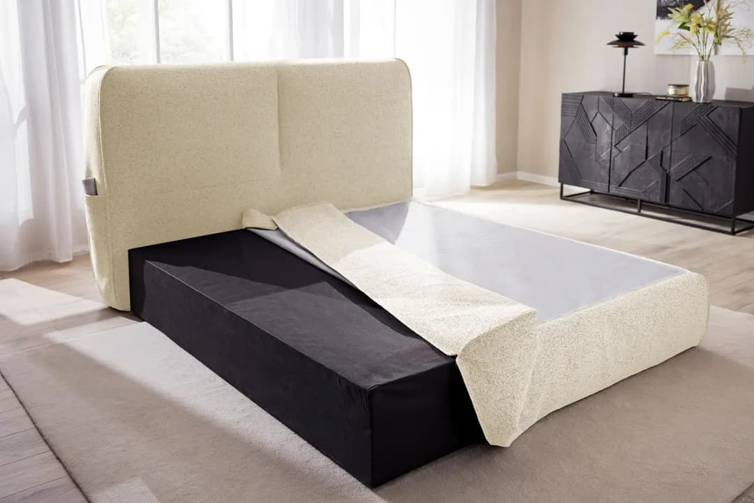 Premium Boxspringbett 180 x 200cm Strukturstoff Purna | Beige