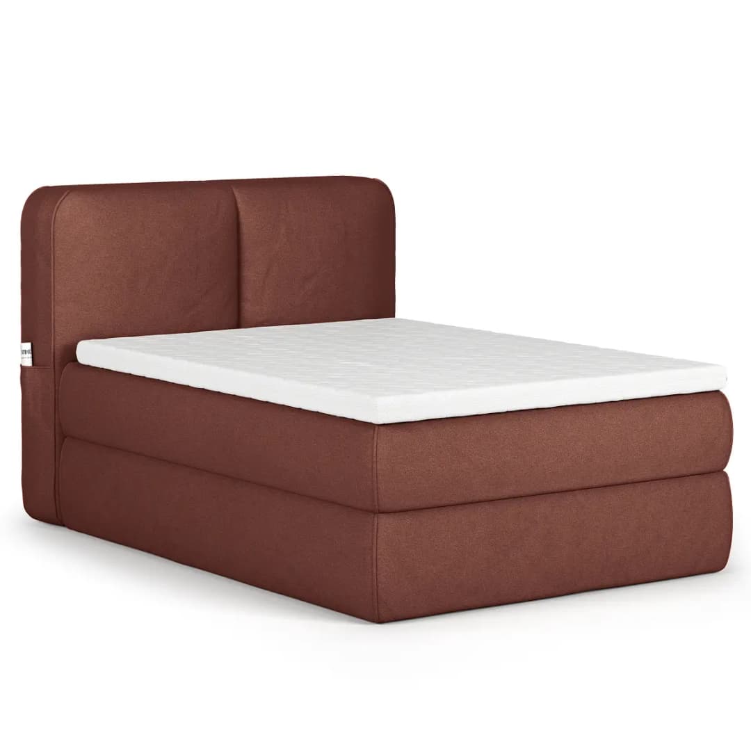 Premium Boxspringbett 160 x 200cm Webstoff Wiam Rot/Braun H2 /